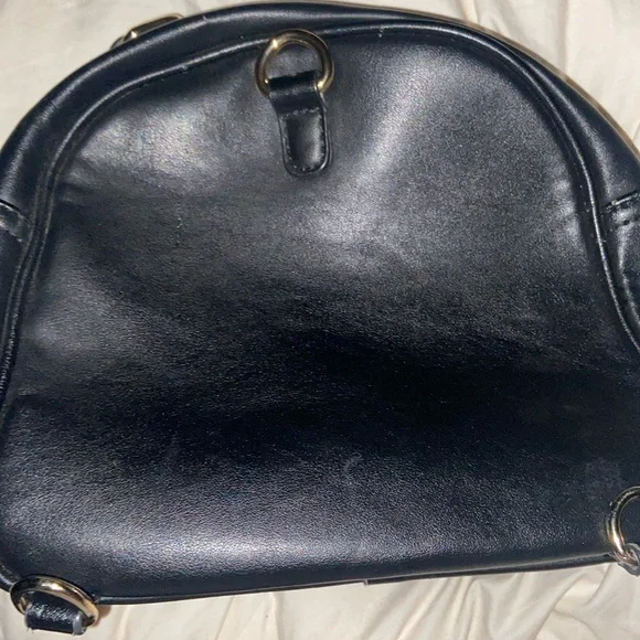 NSK Fashion Crossbody Black Handbag With Gold Buckle Front Pocket Zipper Closure - Picture 10 of 11